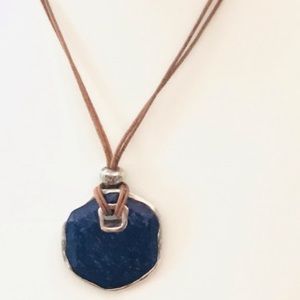 Silpada Reversible Pendant Necklace Brown Leather Cord